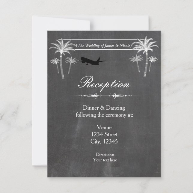 Carte de réception de mariage de destination de cr (Devant)