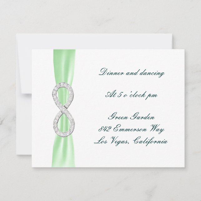 Carte de Réception de Mariage Diamant Vert Infini (Devant)