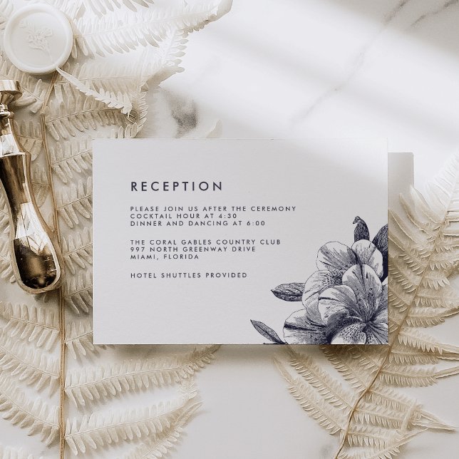 Carte de réception de mariage d'orchidée de minuit (Créateur téléchargé)