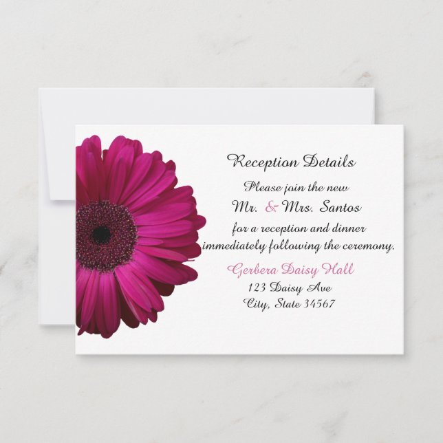 Carte de réception de mariage Elegant Pink Gerbera (Devant)