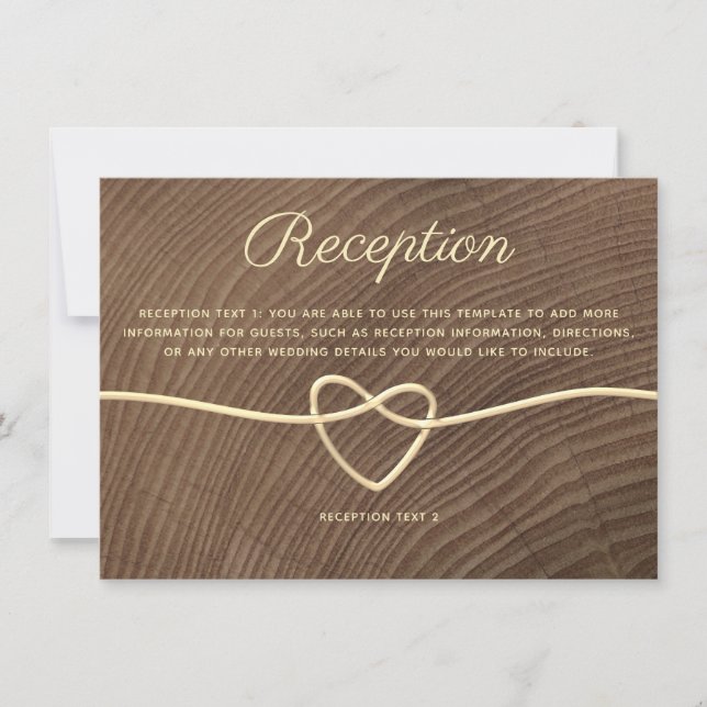 Carte de réception de mariage en bois rustique ave (Devant)