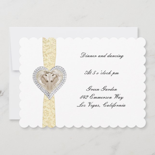 Carte de réception de mariage en dentelle jaune Un (Devant)