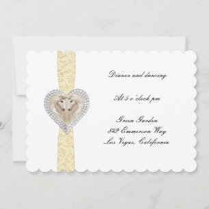 Carte de réception de mariage en dentelle jaune Un