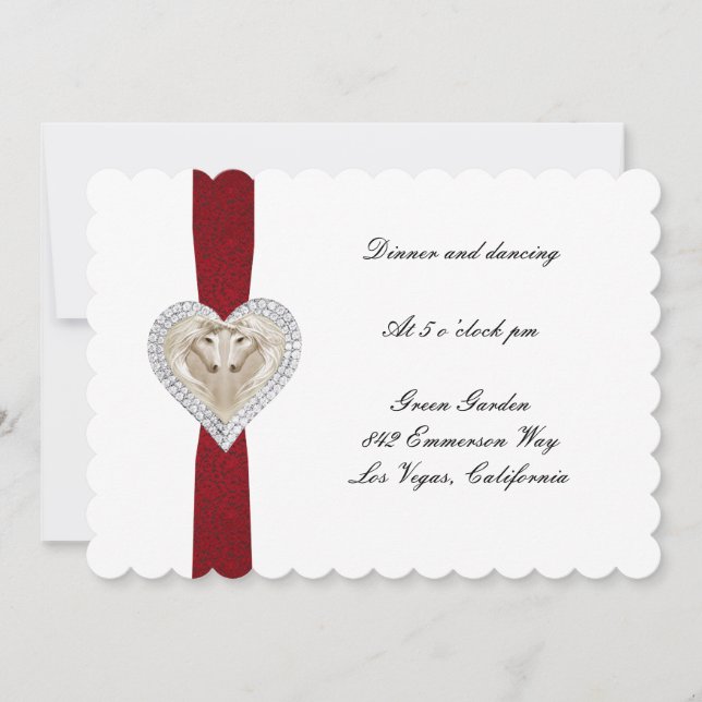 Carte de réception de mariage en dentelle rouge Un (Devant)