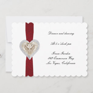 Carte de réception de mariage en dentelle rouge Un