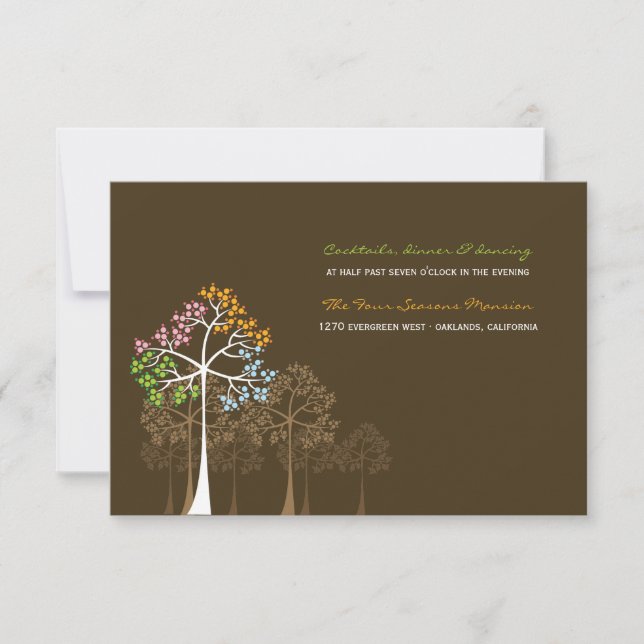 Carte de réception de mariage en forêt aux arbres  (Devant)