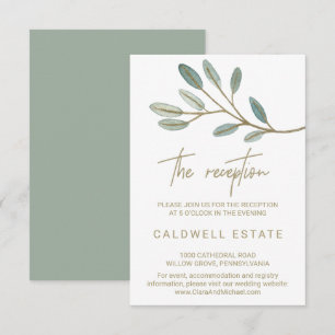 Carte de réception de mariage Eucalyptus Gold Vein