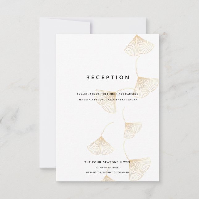 Carte de réception de mariage Feuille de Ginkgo en (Devant)