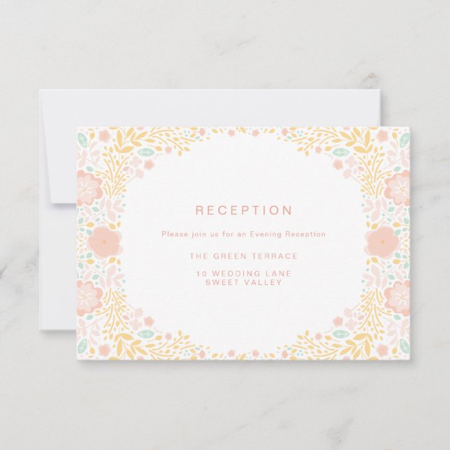 Carte de réception de mariage floral à bonbons pas (Devant)