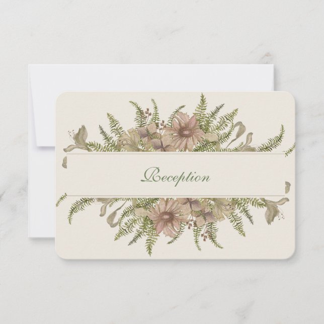 Carte de réception de mariage floral aquarelle Gin (Devant)