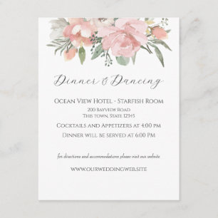 Carte de réception de mariage Floral Beach