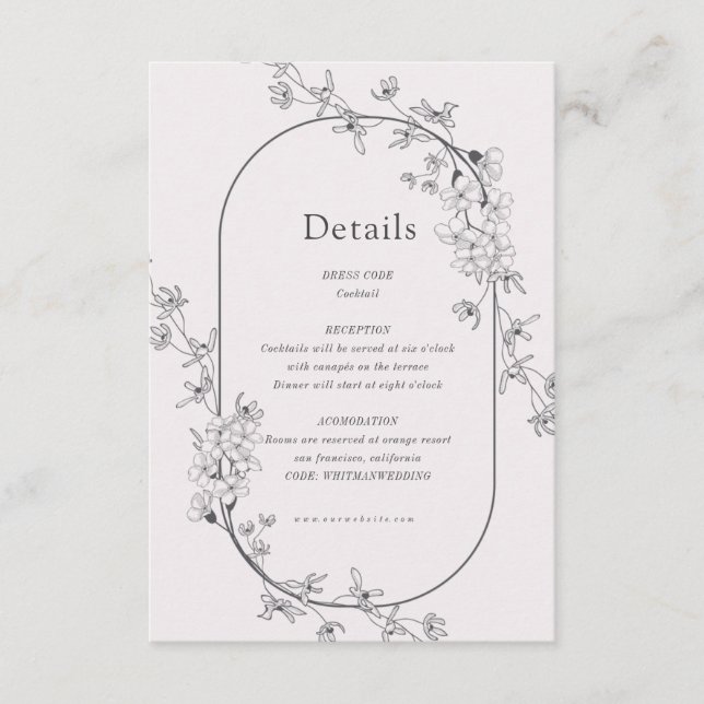 Carte De Réception De Mariage Floral Moderne (Devant)