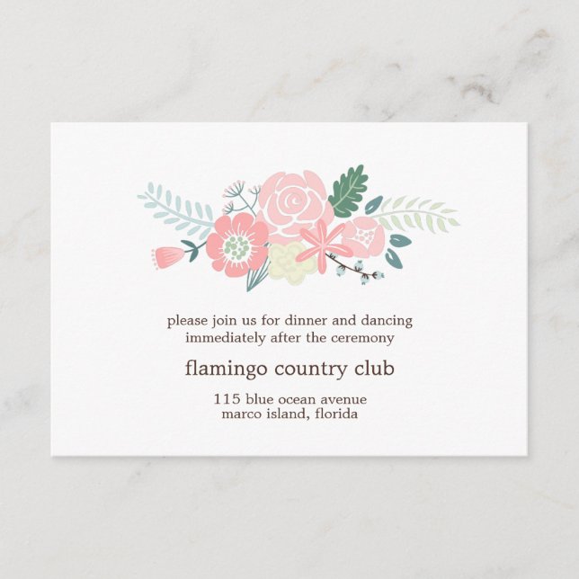 Carte de réception de mariage floral moderne (Devant)