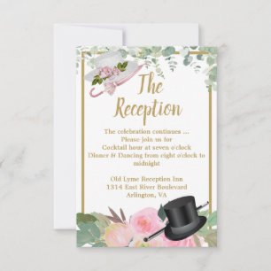 Carte de réception de mariage floral rose vif