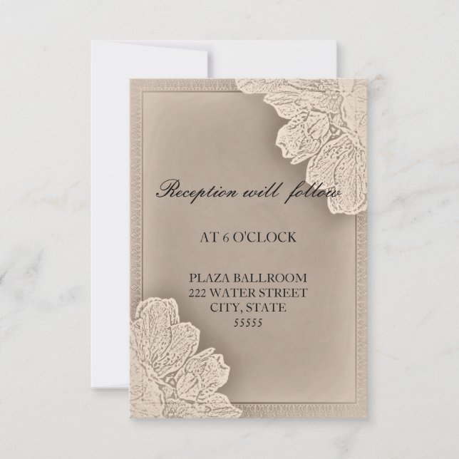 Carte de réception de mariage floral rustique en r (Devant)
