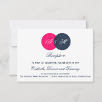 Carte de réception de mariage Marine et Monogramme