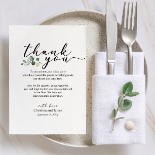 Carte de réception de mariage Merci Eucalyptus