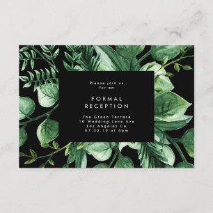 Carte de réception de mariage moderne verte Feuill