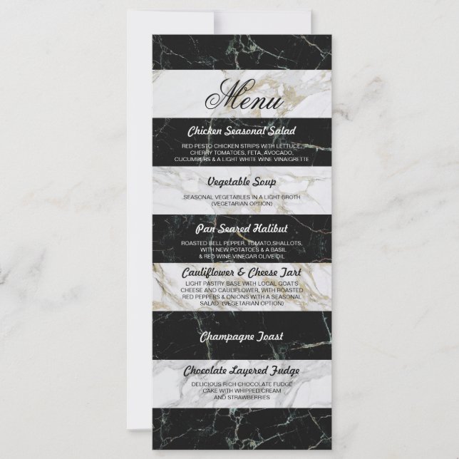 Carte de réception de mariage noir et blanc en mar (Devant)