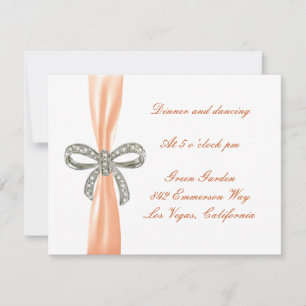 Carte de réception de mariage orange Diamond Bow