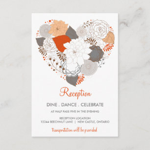 Carte de réception de mariage Orange Grey