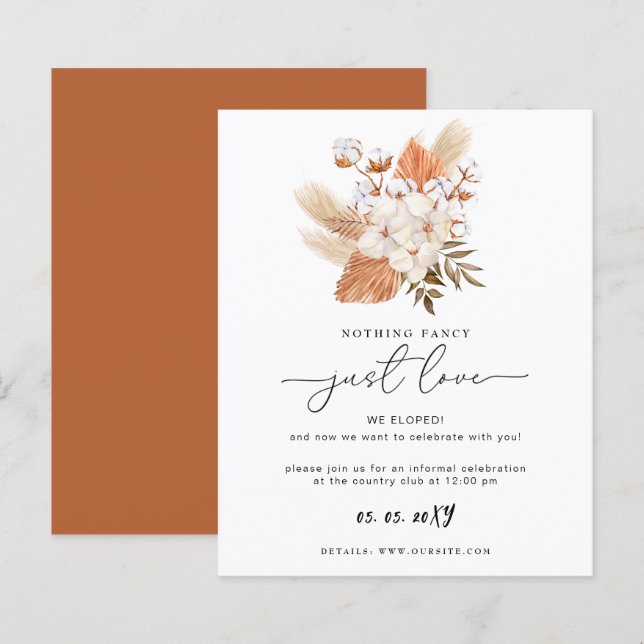 Carte de réception de mariage Pampas en terre cuit (Devant / Derrière)