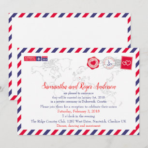 Carte de réception de mariage par avion Croatie