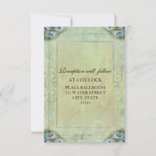 Carte de réception de mariage Peacock vintage