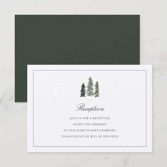 Carte de réception de mariage pour la forêt de pin (Devant / Derrière)