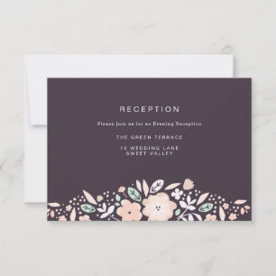 Carte de réception de mariage pour les fleurs à bu