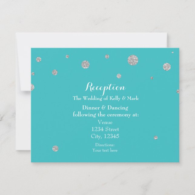 Carte de réception de mariage pour Parties scintil (Devant)