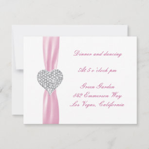 Carte de réception de mariage rose Diamond Heart