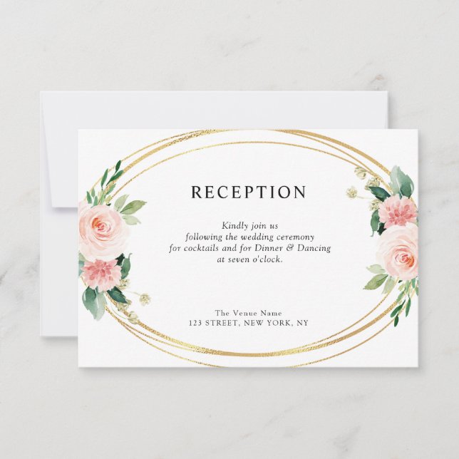 carte de réception de mariage rose flush (Devant)