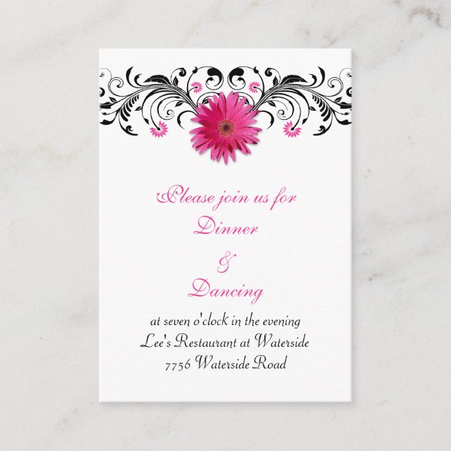 Carte de réception de mariage rose Gerbera Daisy (Devant)