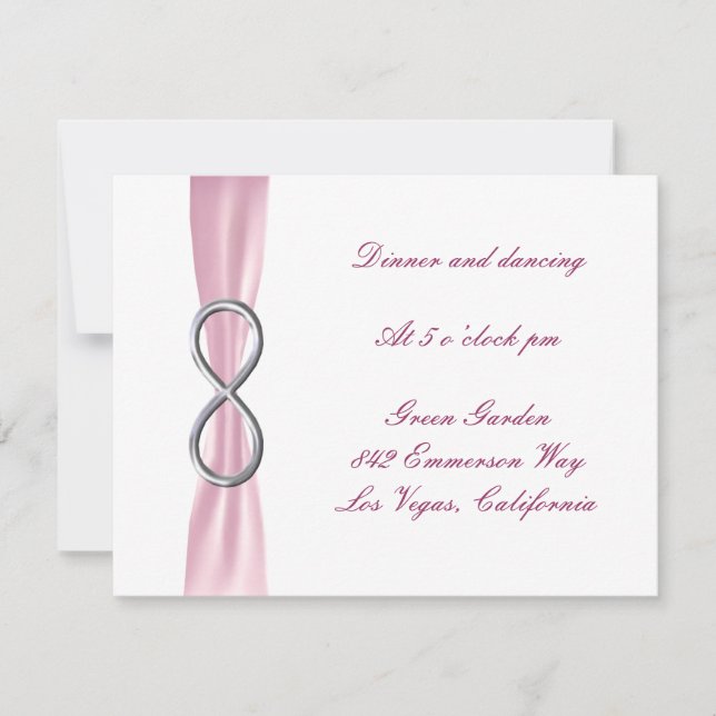 Carte de réception de mariage Rose Infini (Devant)