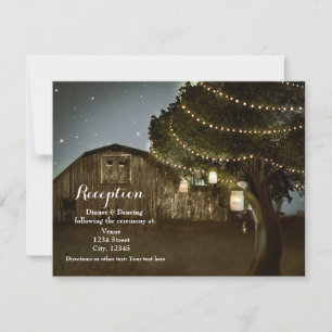 Carte de réception de mariage Rustique Barn & Tree