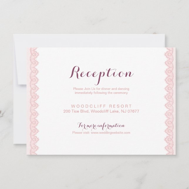Carte de réception de mariage rustique en dentelle (Devant)