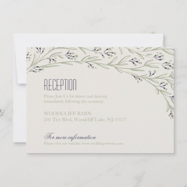 Carte de réception de mariage rustique floral élég (Devant)