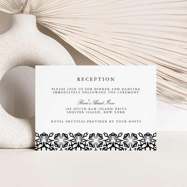 Carte de réception de mariage Santorin | Noir (Créateur téléchargé)
