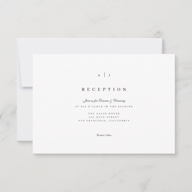 Carte de réception de mariage simple et classique (Devant)