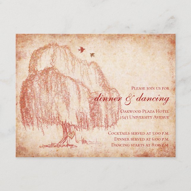 Carte de réception de mariage sous l'arbre aux sau (Devant)