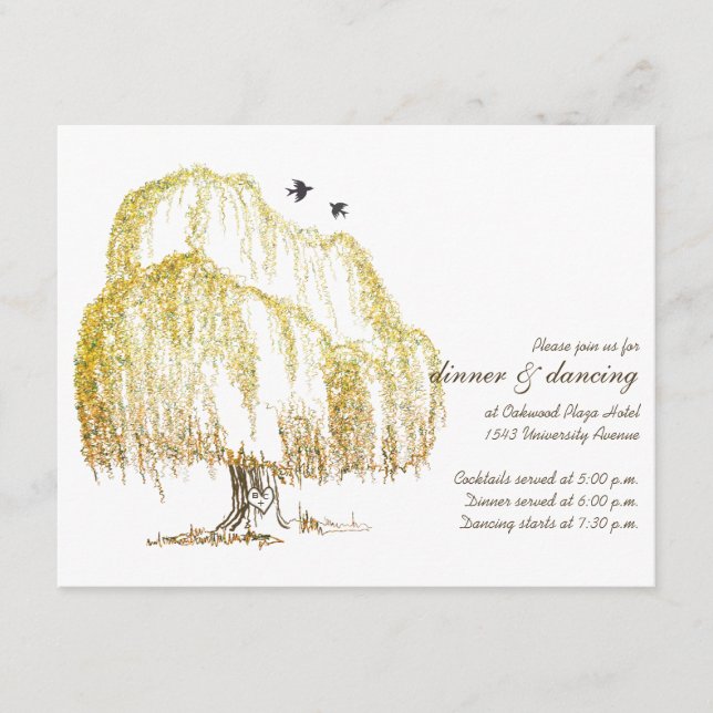 Carte de réception de mariage sous l'arbre aux sau (Devant)