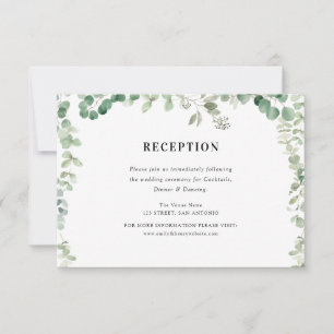 carte de réception de mariage vert eucalyptus