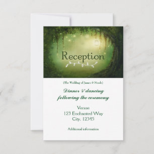 Carte de réception de mariage vert forêt enchantée