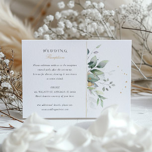 Carte de réception de mariage Verte et Or Aquarell