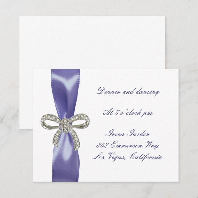 Carte de réception de mariage violet bleu Diamond  (Devant / Derrière)