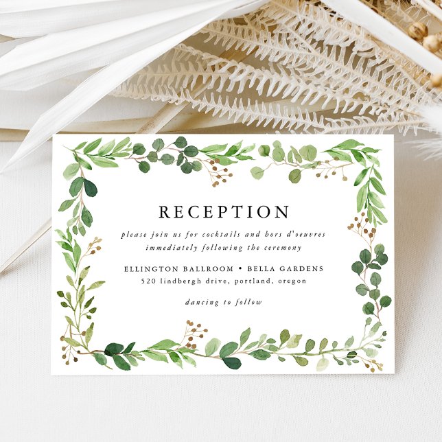 Carte de réception de mariage Watercolor Greenery (Créateur téléchargé)