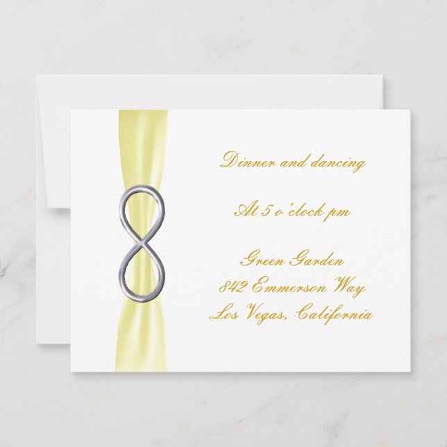 Carte de réception de mariage Yellow Infinity (Devant)