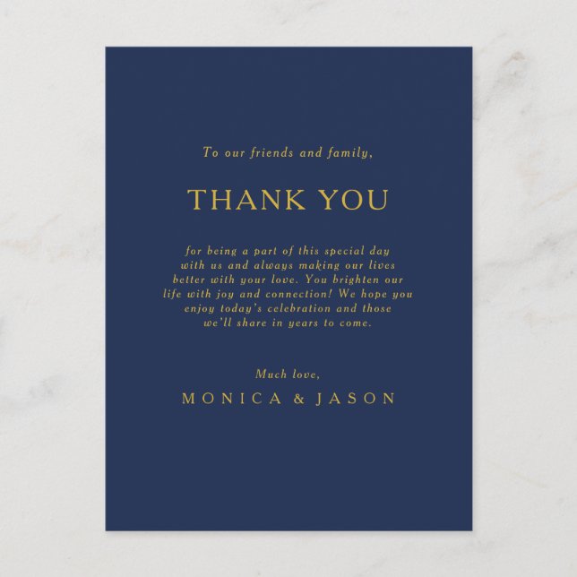 Carte de réception de remerciement Classique Bleu  (Devant)