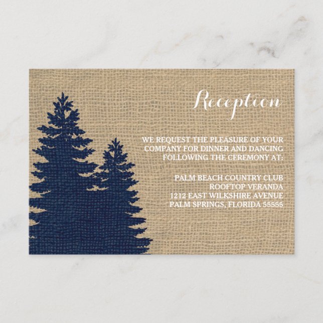 Carte de réception d'hiver aux arbres de pin en to (Devant)